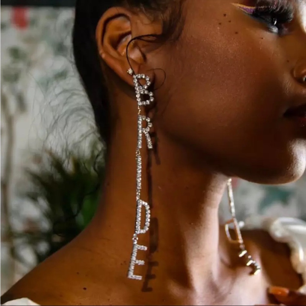 rhinestone dangle bride earrings